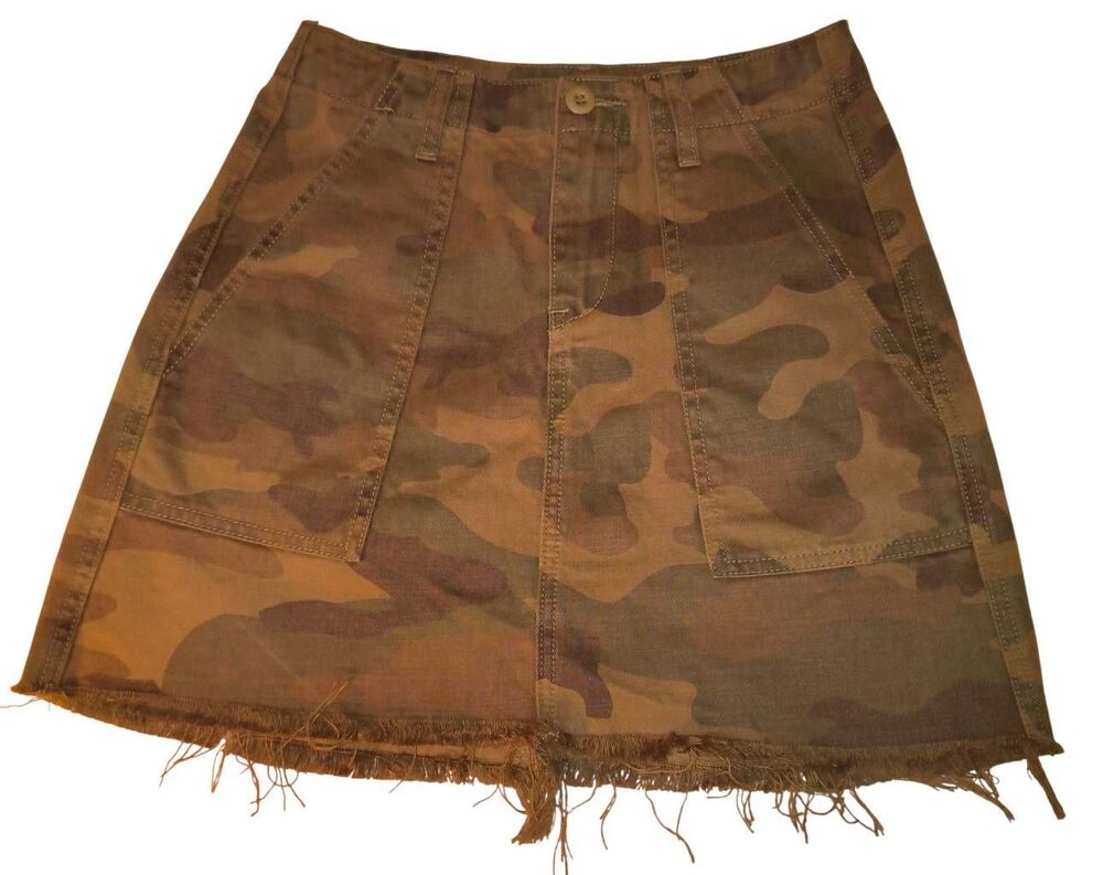 BLANK NYC Camo Denim Mini Skirt Womens Size 25 Raw Hem Punk Grunge 90s